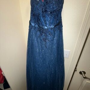 Elegant Blue Lace Prom Dress